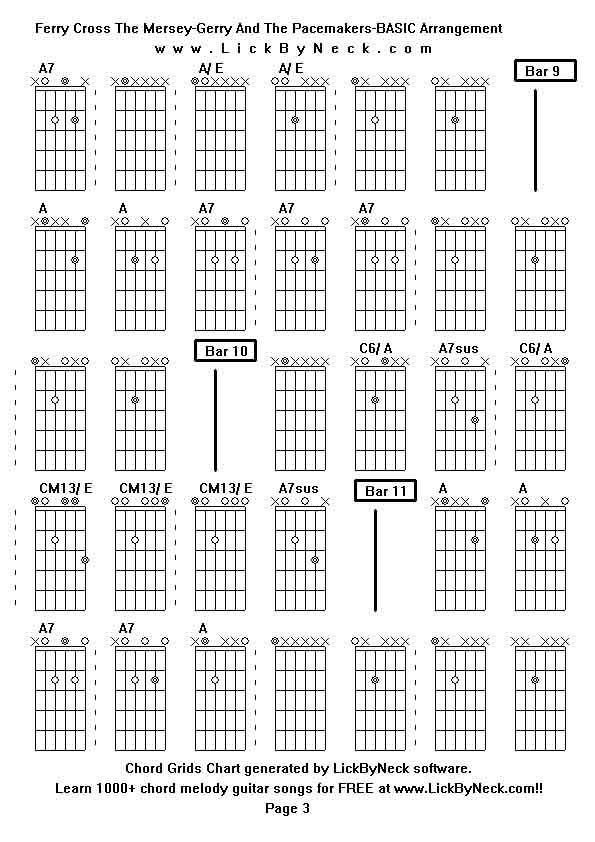 Chord Grids Chart of chord melody fingerstyle guitar song-Ferry Cross The Mersey-Gerry And The Pacemakers-BASIC Arrangement,generated by LickByNeck software.